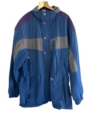 Vintage 90s Tyrolia Skiwear Men's Sz XL Blue Gray Purple Pullover Ski Jacket